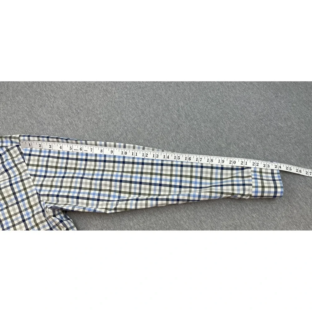 Lands End Shirt Men Medium (15-15.5) Plaid 100% Cotton Traditional Button Down